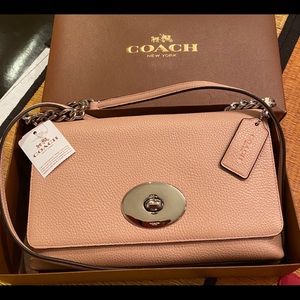 Coach CROSSTOWN CROSSBODY IN PEBBLE LEATHER Pink